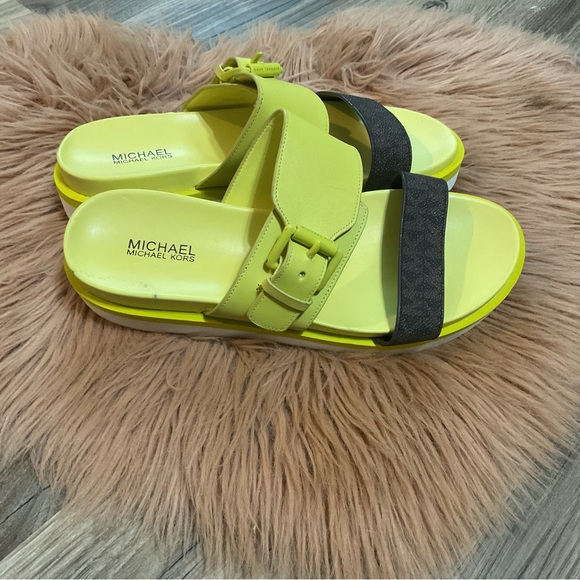 Michael Michael Kors Bo Slide Sandals Lime Size 6 - Picture 4 of 13
